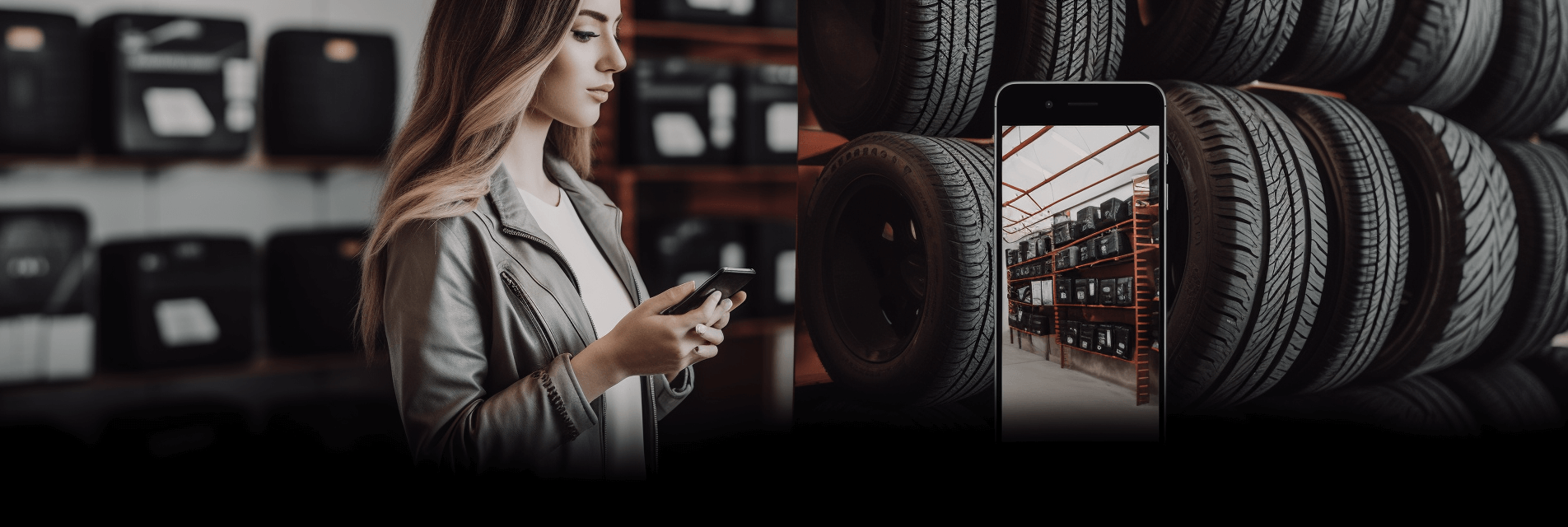 Create an image featuring a tire dealership with aestheti 91becc6e d4be 4ea8 9390 e3d588bd1920