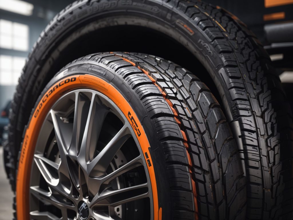 Unique tire with orange sidewall