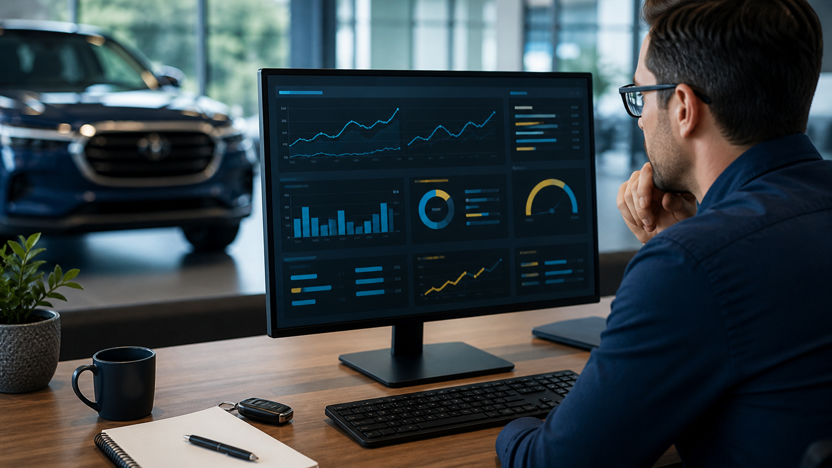 Dealership analyst monitoring website performance trends