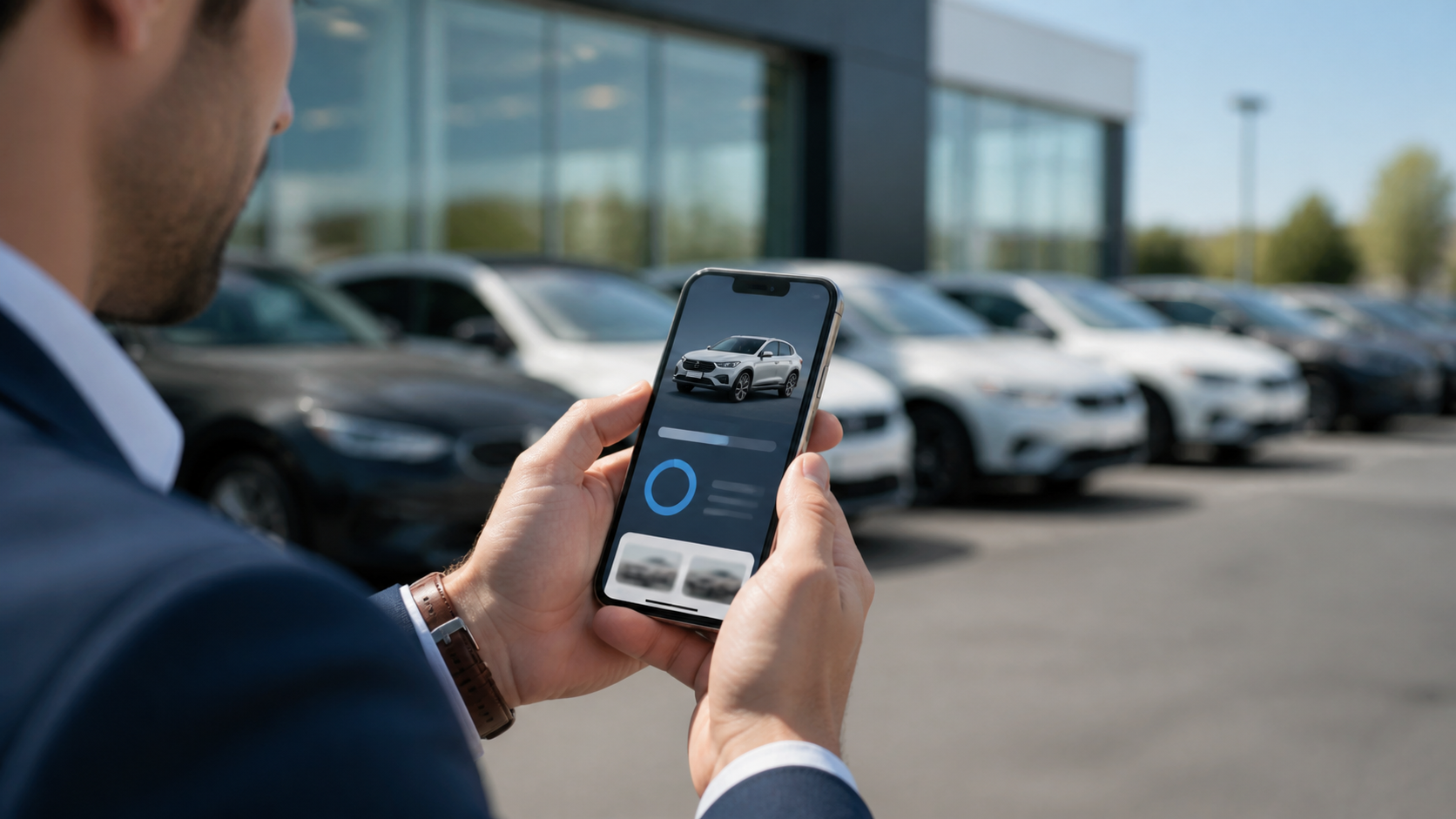 Dealership marketer reviewing mobile page speed on a phone