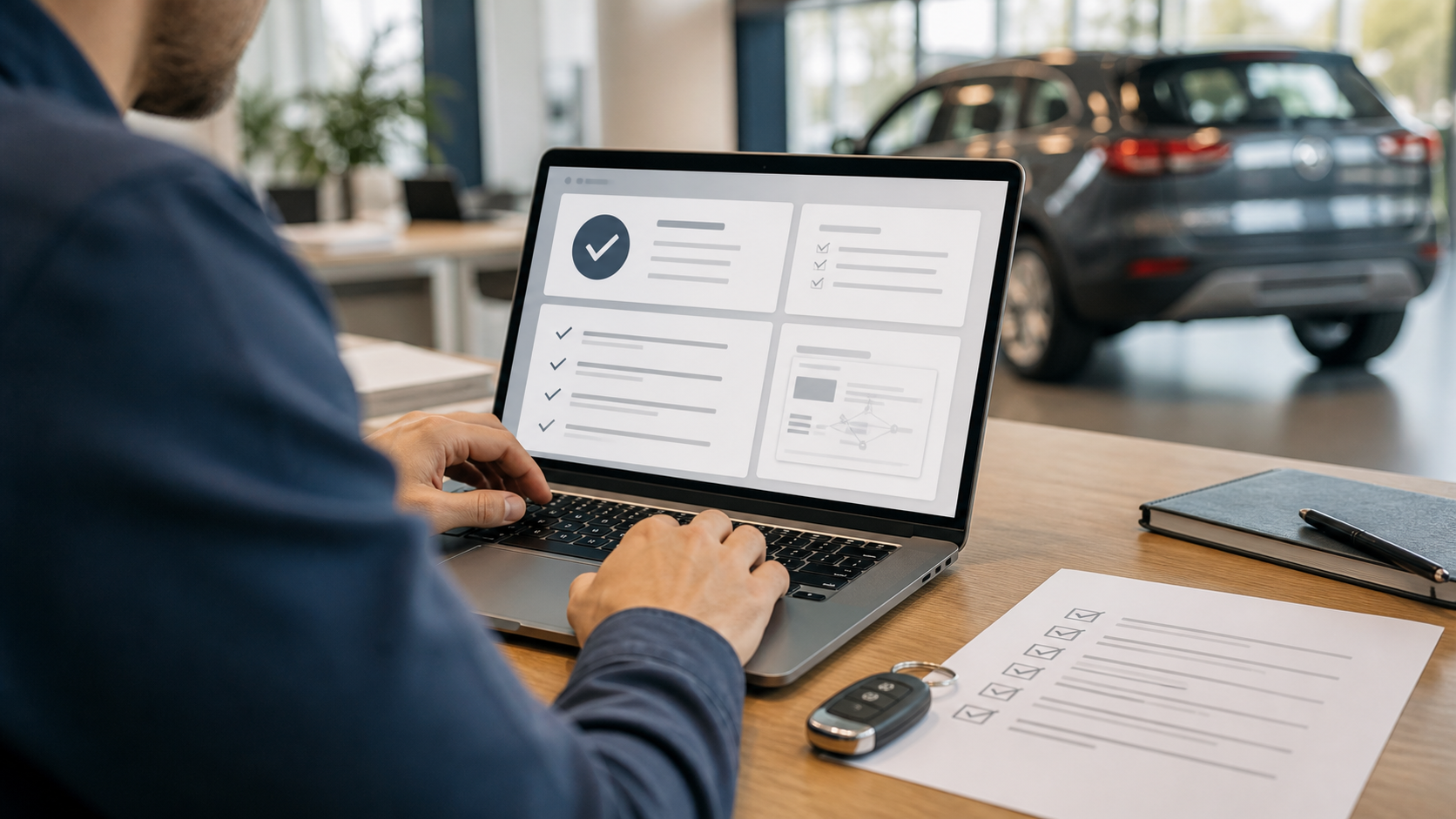 Automotive seo specialist validating structured data on a laptop